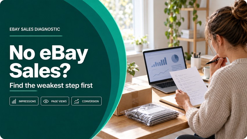 Seller reviewing eBay listing traffic stages before changing an offer