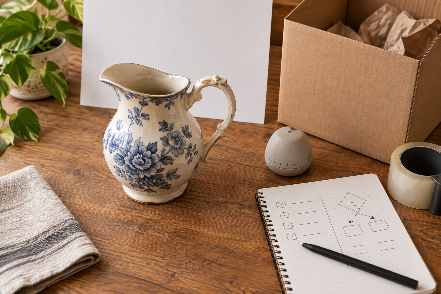 Collectible, packing supplies and decision worksheet for comparing eBay listing formats